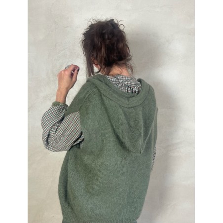 Gilet Mohair sans manches capuche