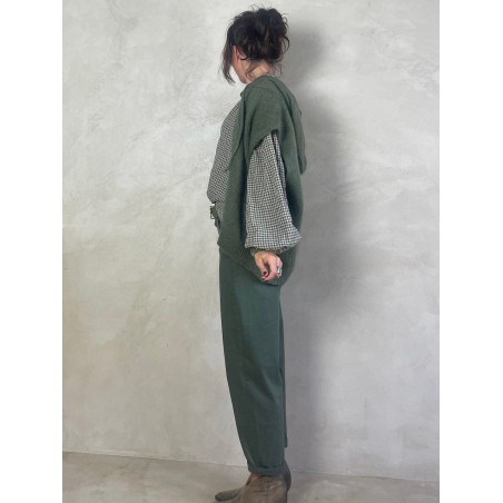Gilet Mohair sans manches capuche
