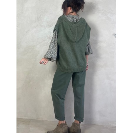 Gilet Mohair sans manches capuche