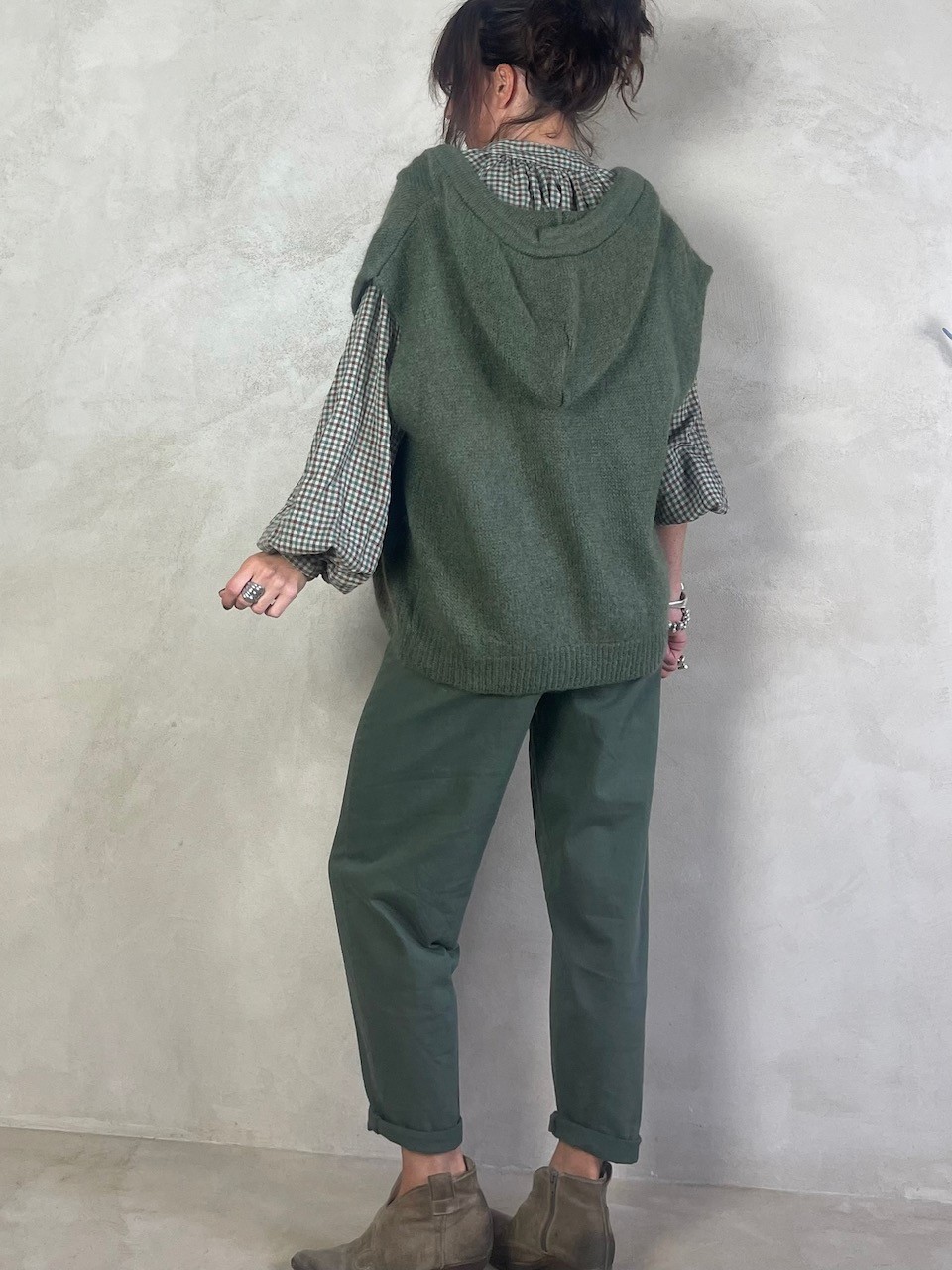 Gilet Mohair sans manches capuche