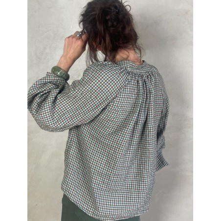 Chemise col mao Vichy