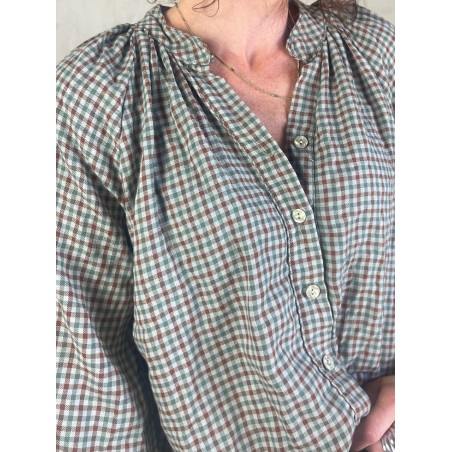 Chemise col mao Vichy