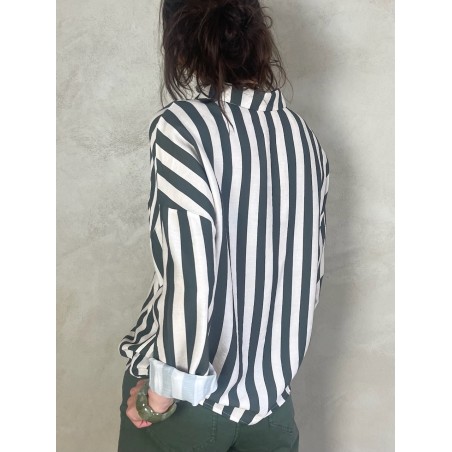Chemise à rayures kaki