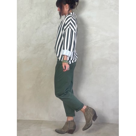 Chemise à rayures kaki