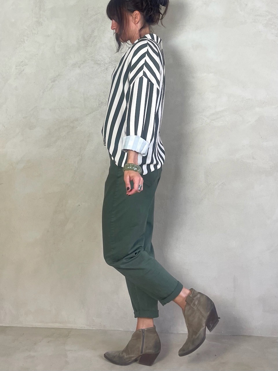 Chemise à rayures kaki