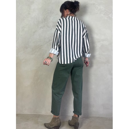 Chemise à rayures kaki