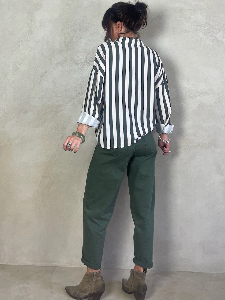 Chemise à rayures kaki