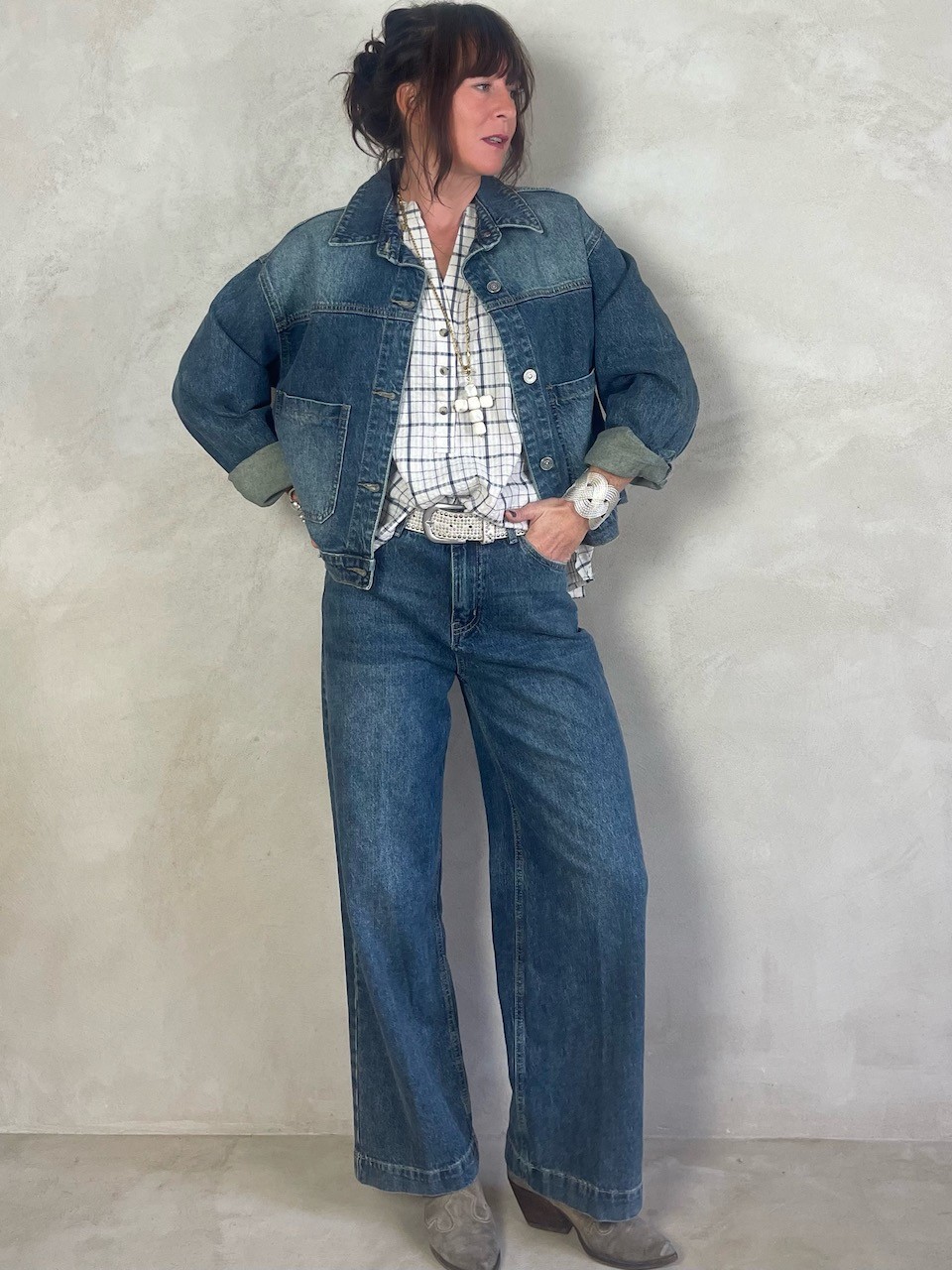 Veste en jean délavée
