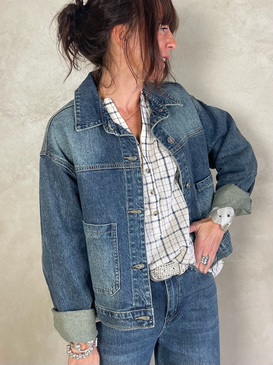 Veste en jean délavée