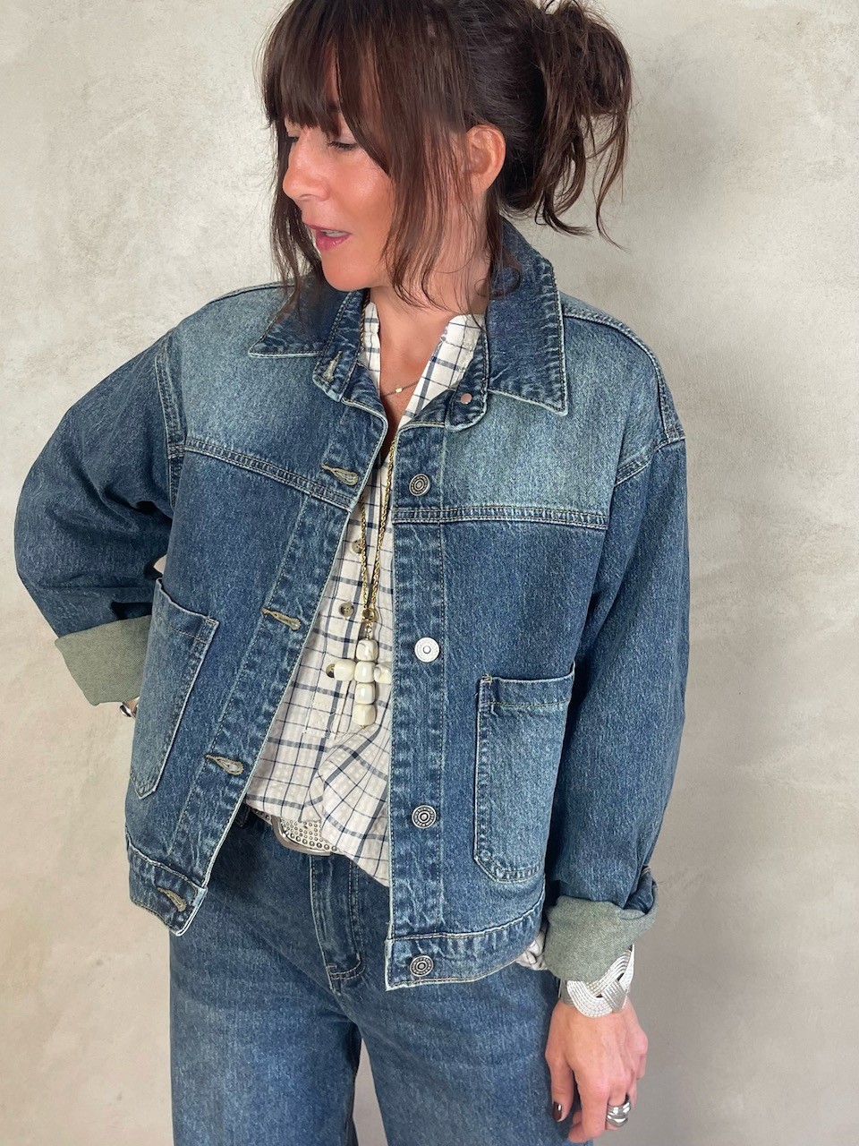 Veste en jean délavée