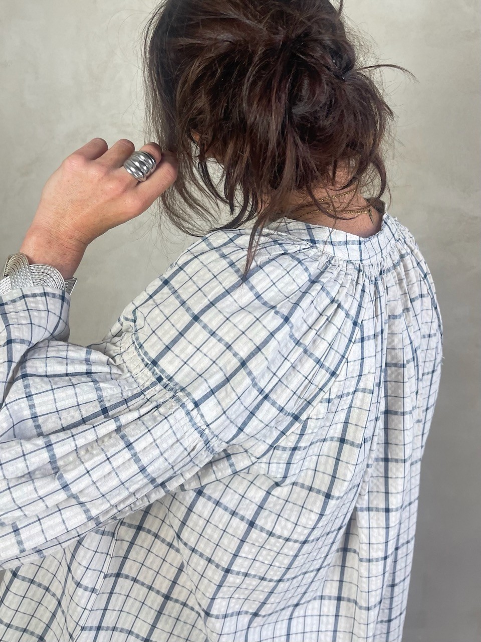 Blouse à carreaux bleu