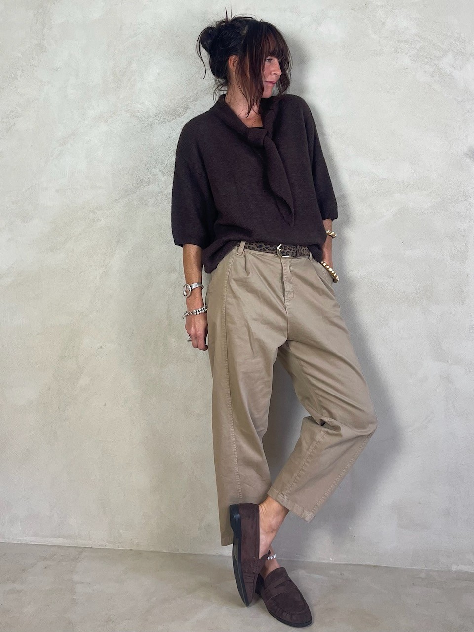Pull alpapa Cravate Choco