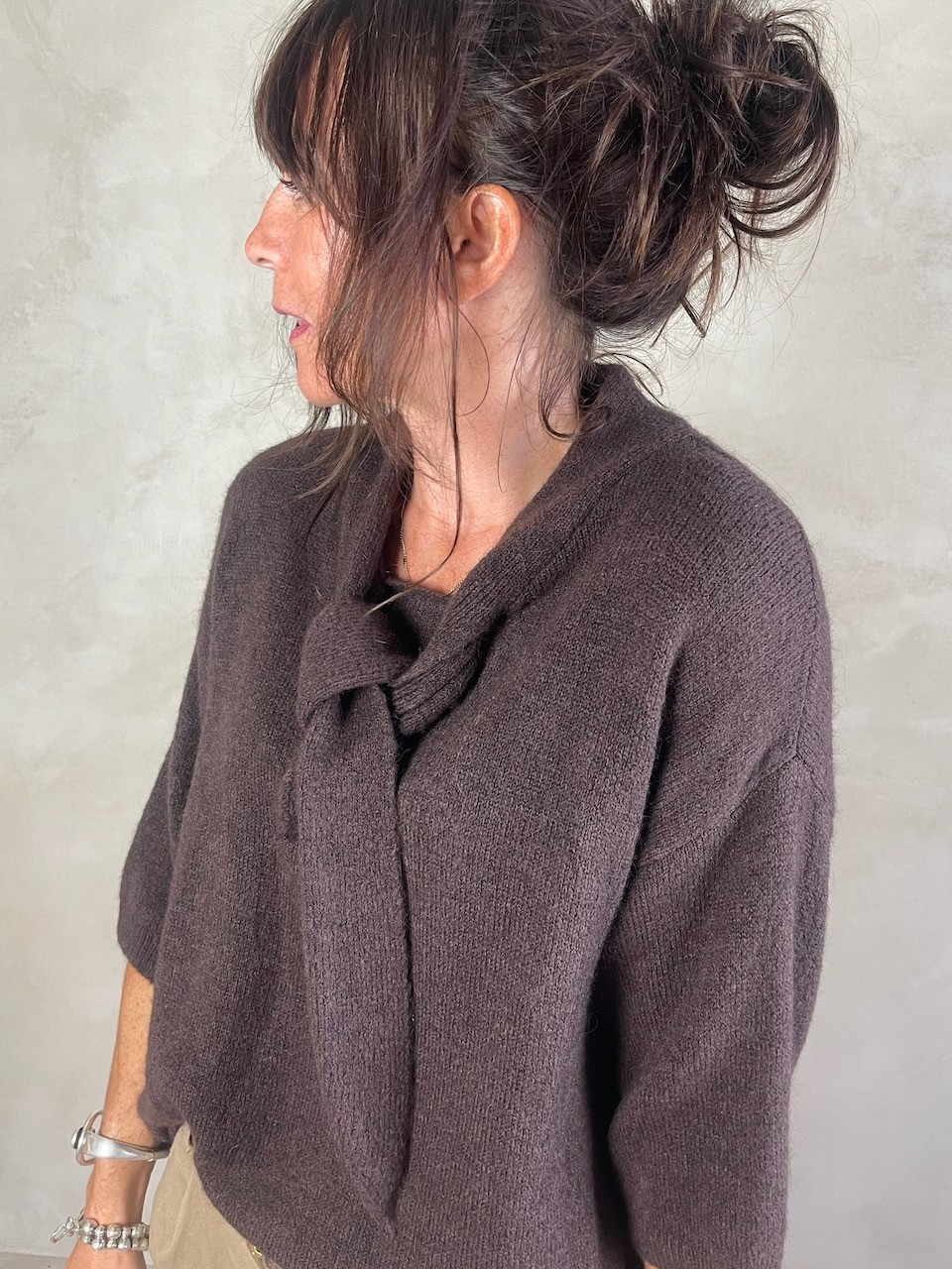 Pull alpapa Cravate Choco
