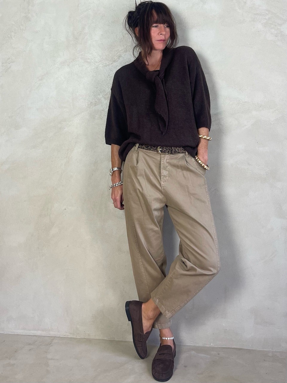 Pull alpapa Cravate Choco