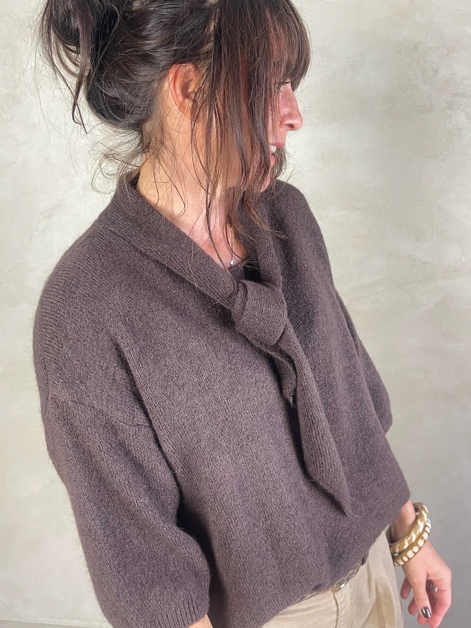 Pull alpapa Cravate Choco