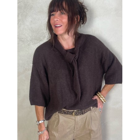 Pull alpapa Cravate Choco