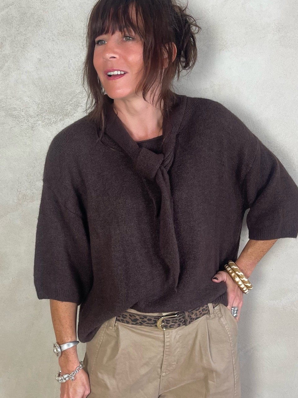 Pull alpapa Cravate Choco