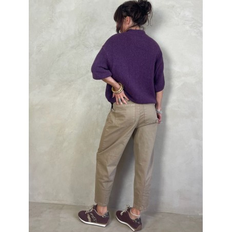 Pull alpapa Cravate prune