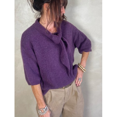 Pull alpapa Cravate prune