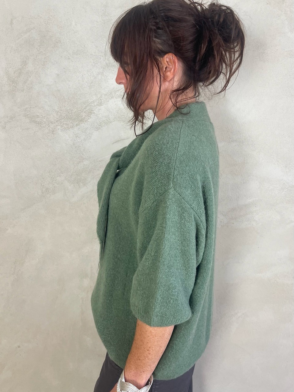 Pull alpapa Cravate vert