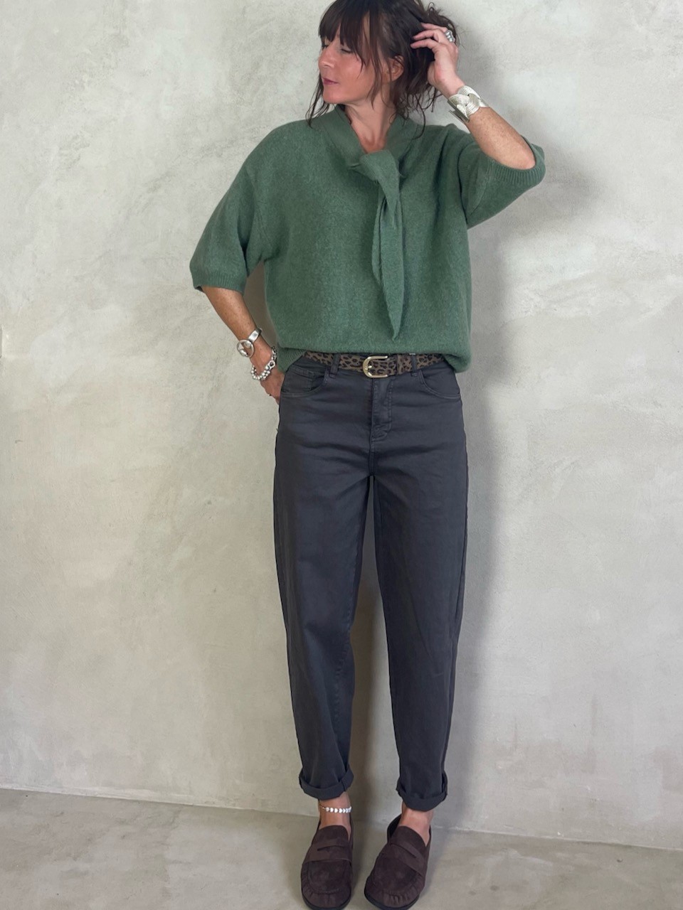 Pull alpapa Cravate vert