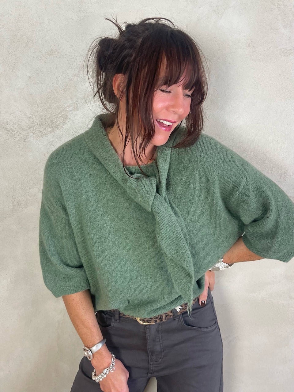 Pull alpapa Cravate vert