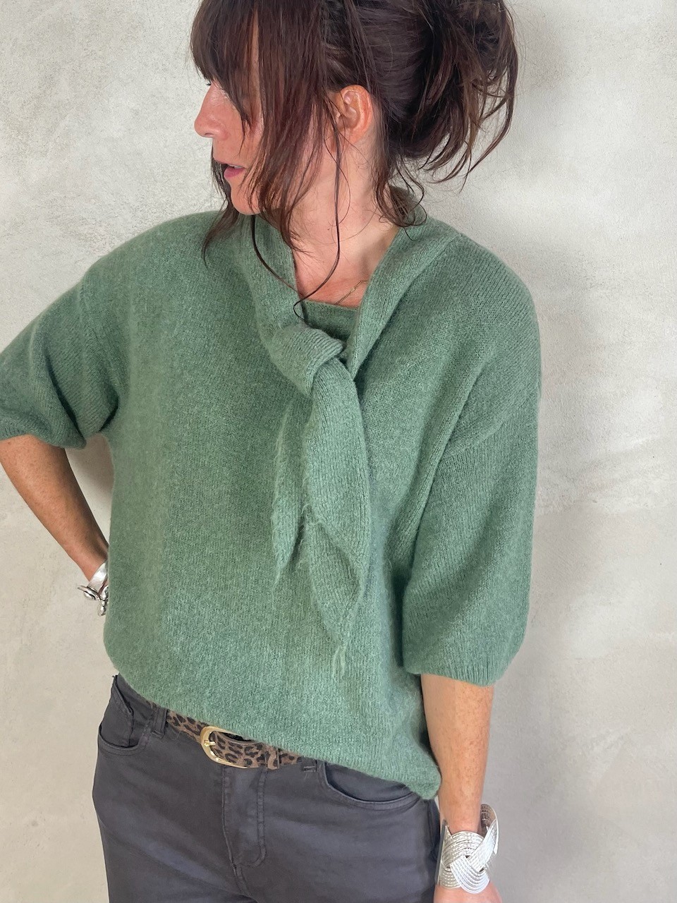 Pull alpapa Cravate vert