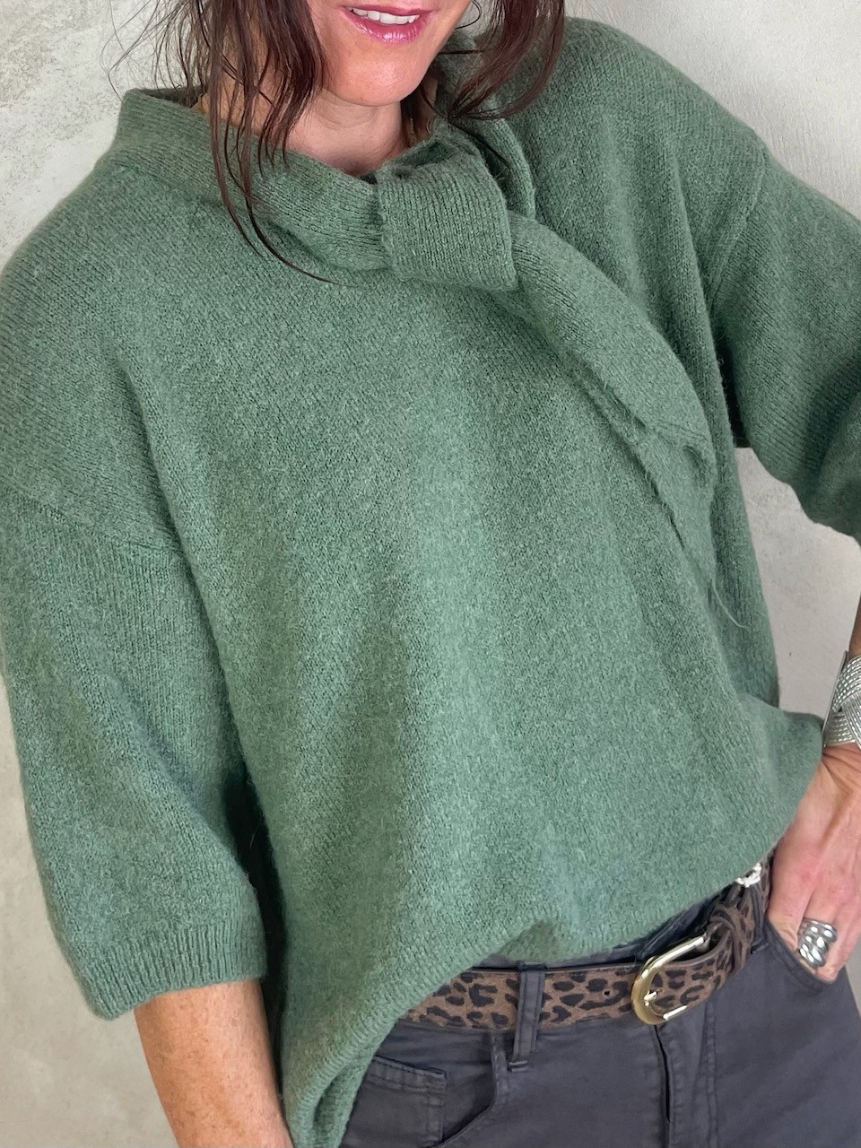Pull alpapa Cravate vert