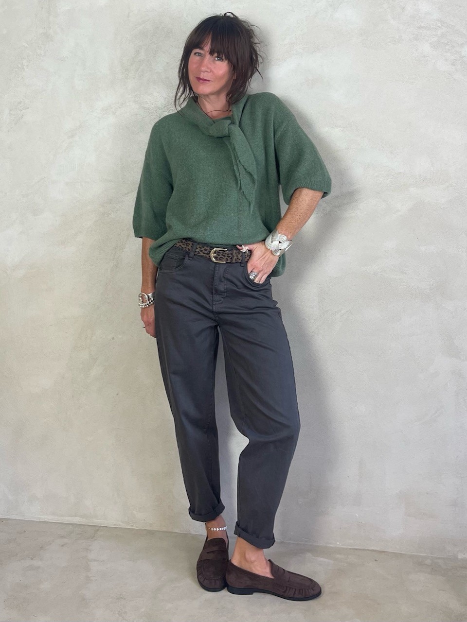 Pull alpapa Cravate vert