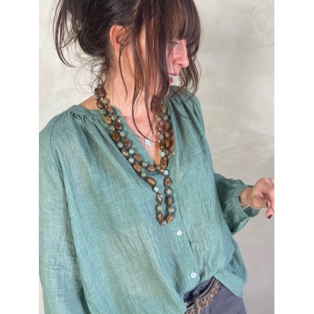 Chemise coton col mao