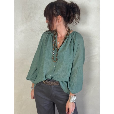 Chemise coton col mao