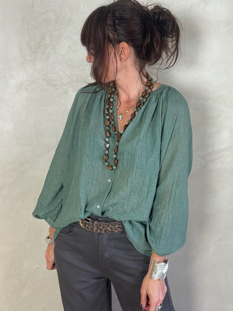 Chemise coton col mao