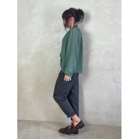 Chemise coton col mao