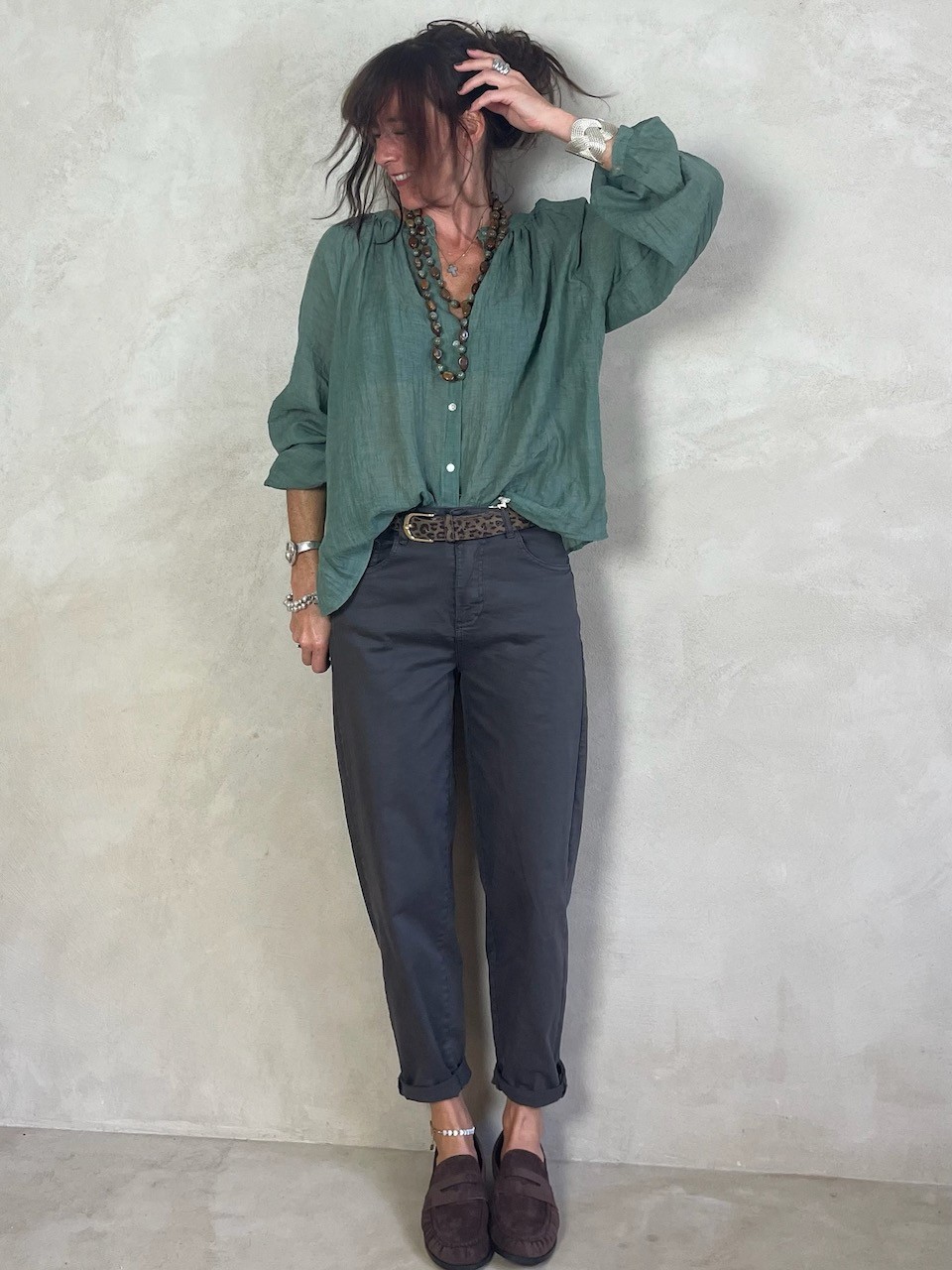 Chemise coton col mao
