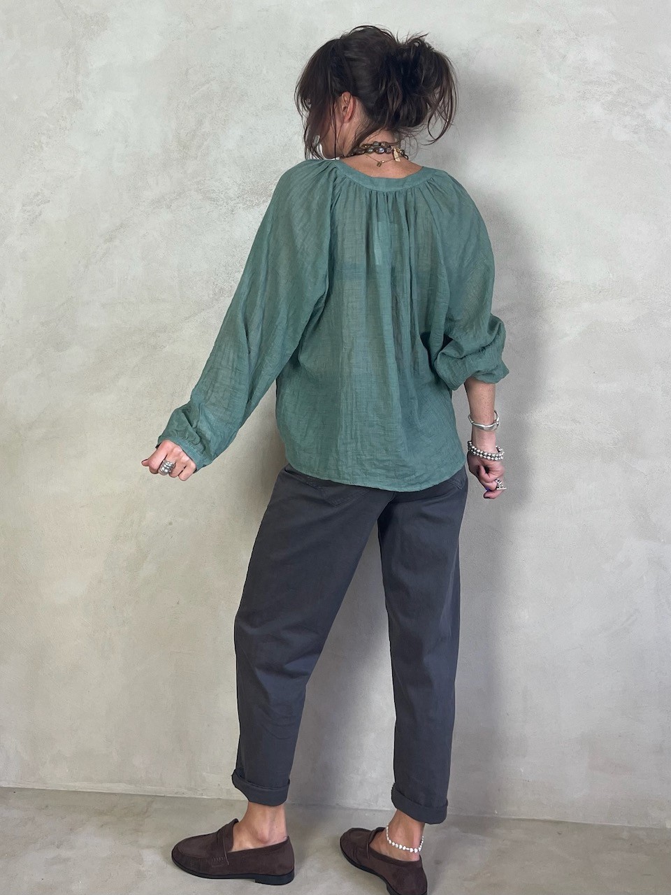 Chemise coton col mao