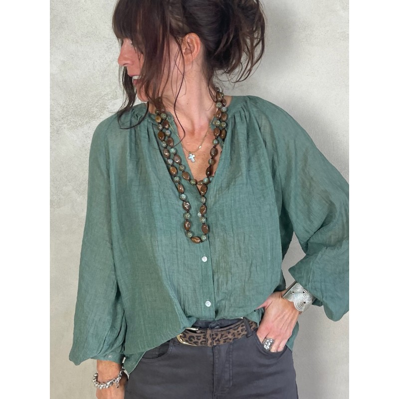 Chemise coton col mao