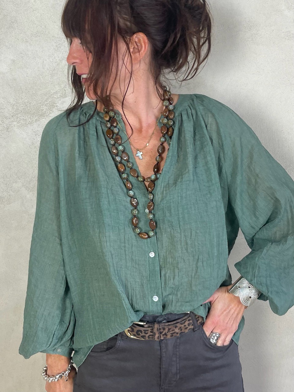 Chemise coton col mao
