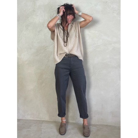 Gilet Mohair sans manches capuche