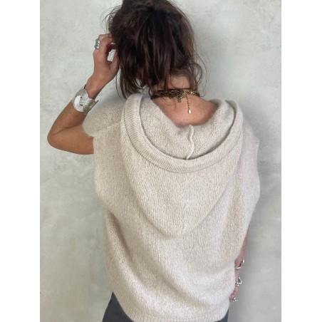 Gilet Mohair sans manches capuche