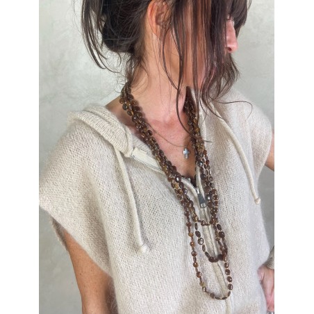 Gilet Mohair sans manches capuche