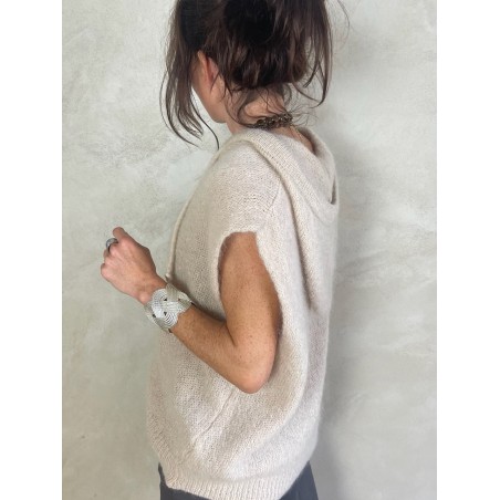 Gilet Mohair sans manches capuche