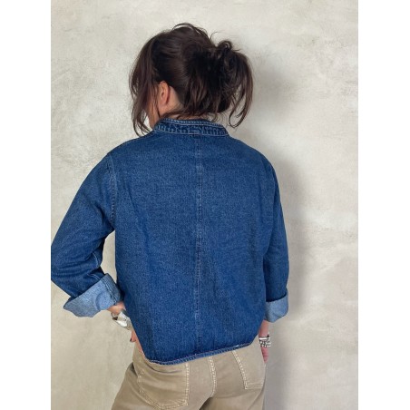 Veste en jean col mao