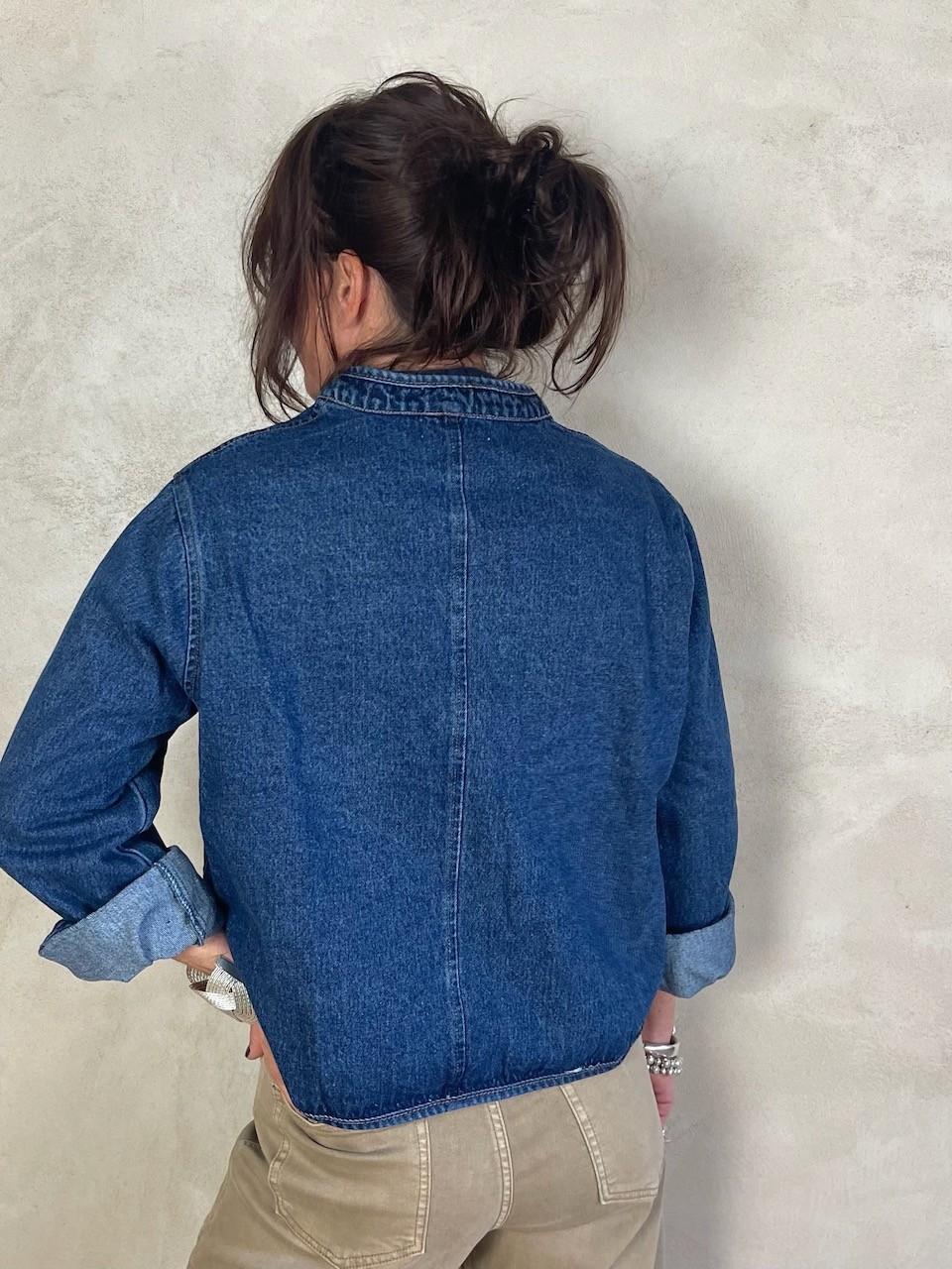 Veste en jean col mao