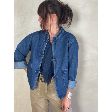 Veste en jean col mao