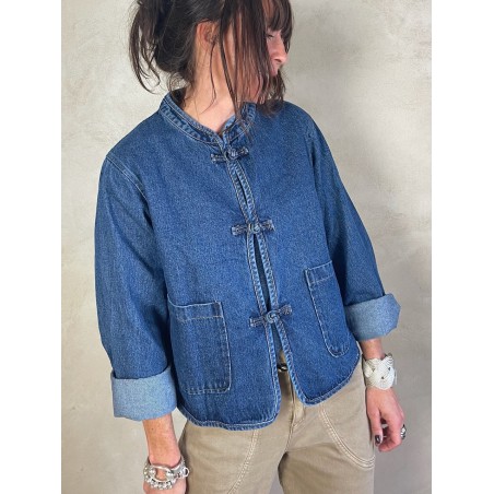 Veste en jean col mao