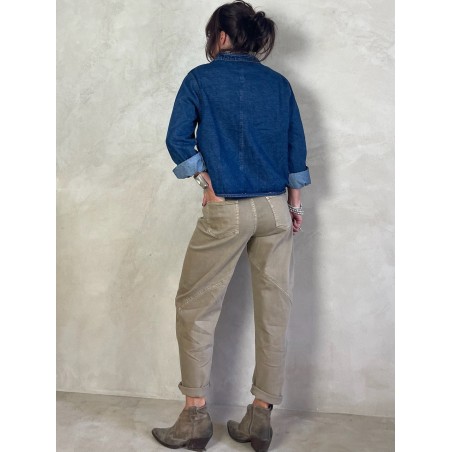 Veste en jean col mao