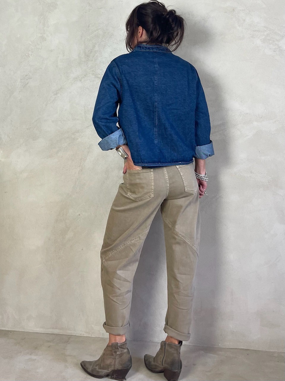 Veste en jean col mao