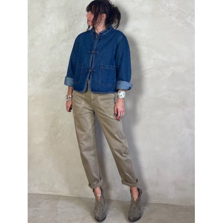 Veste en jean col mao