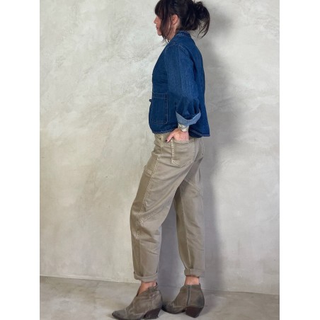 Veste en jean col mao