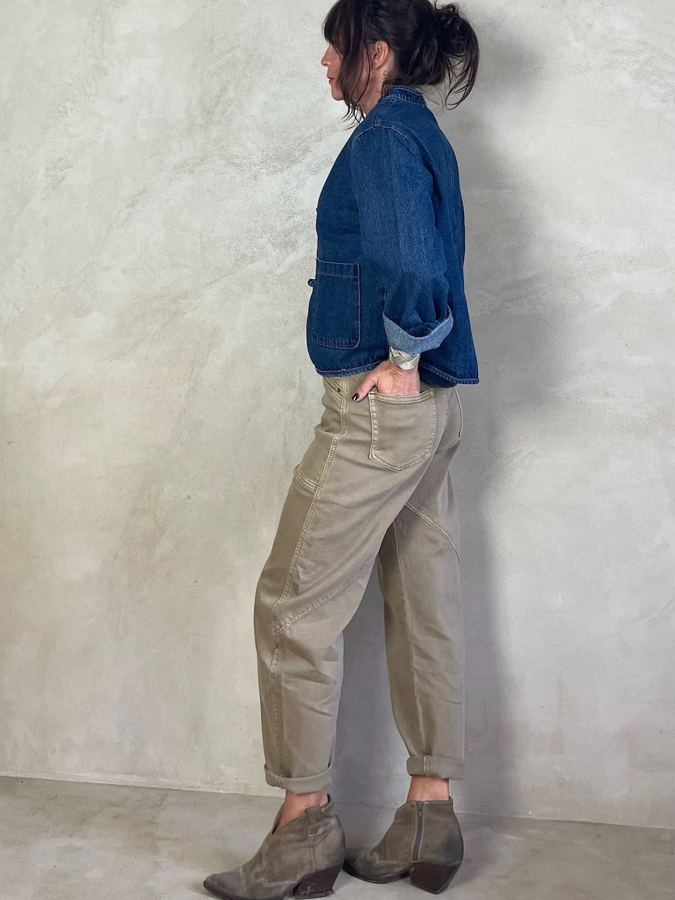 Veste en jean col mao